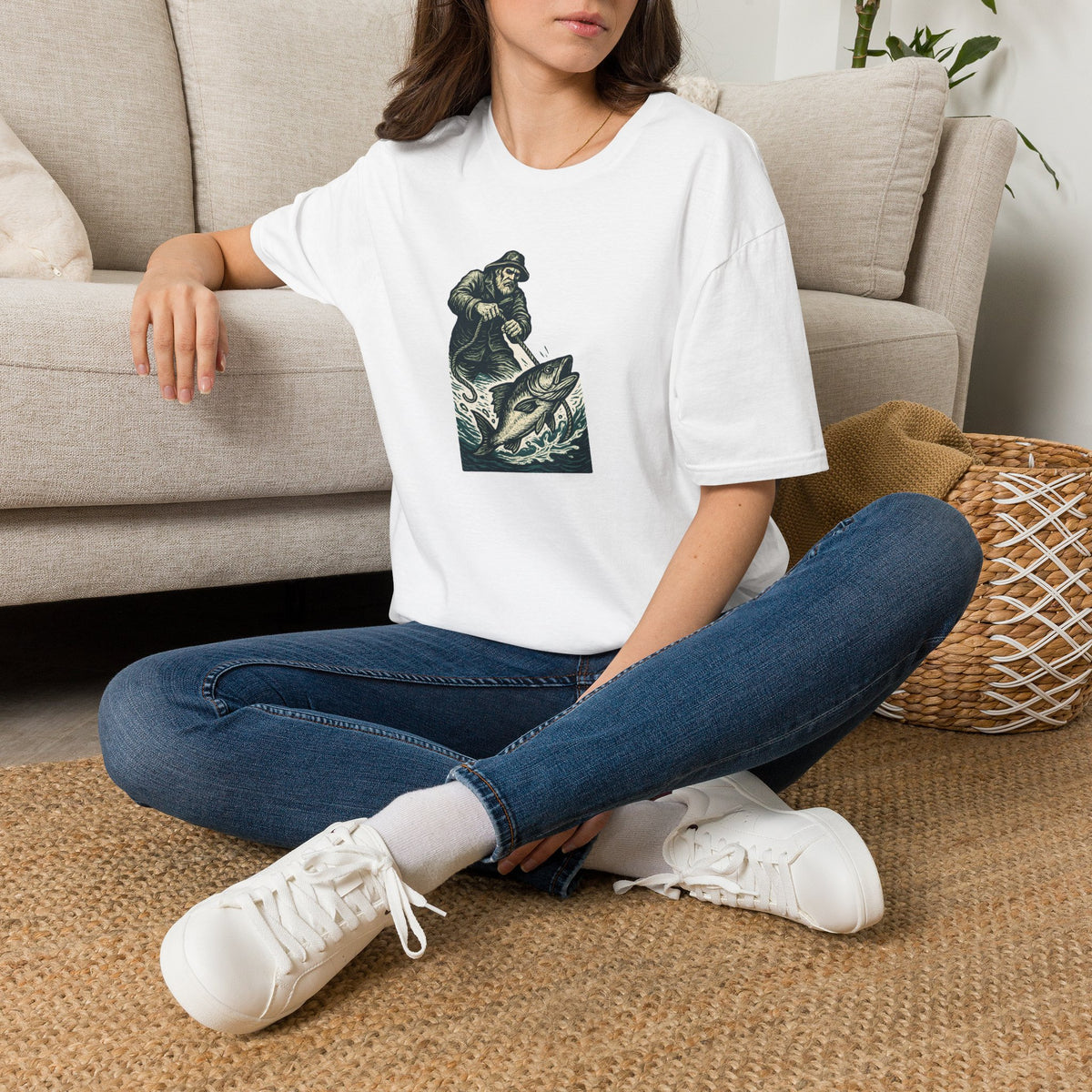 Fisherman Reeling Giant Fish T-Shirt