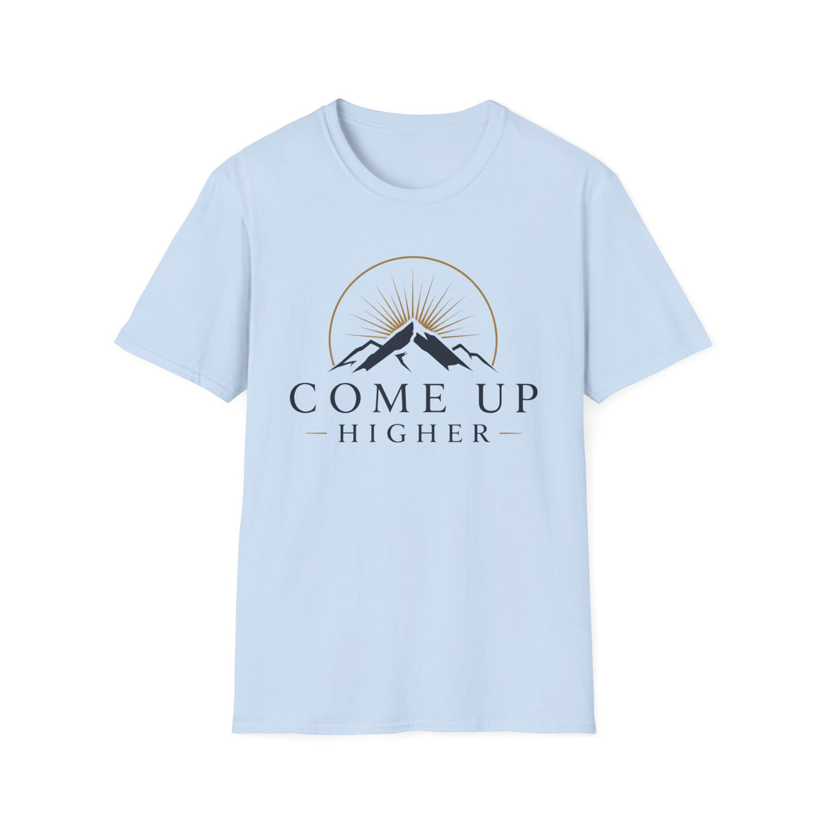 Come Up Higher T-shirt - blue n gold logo