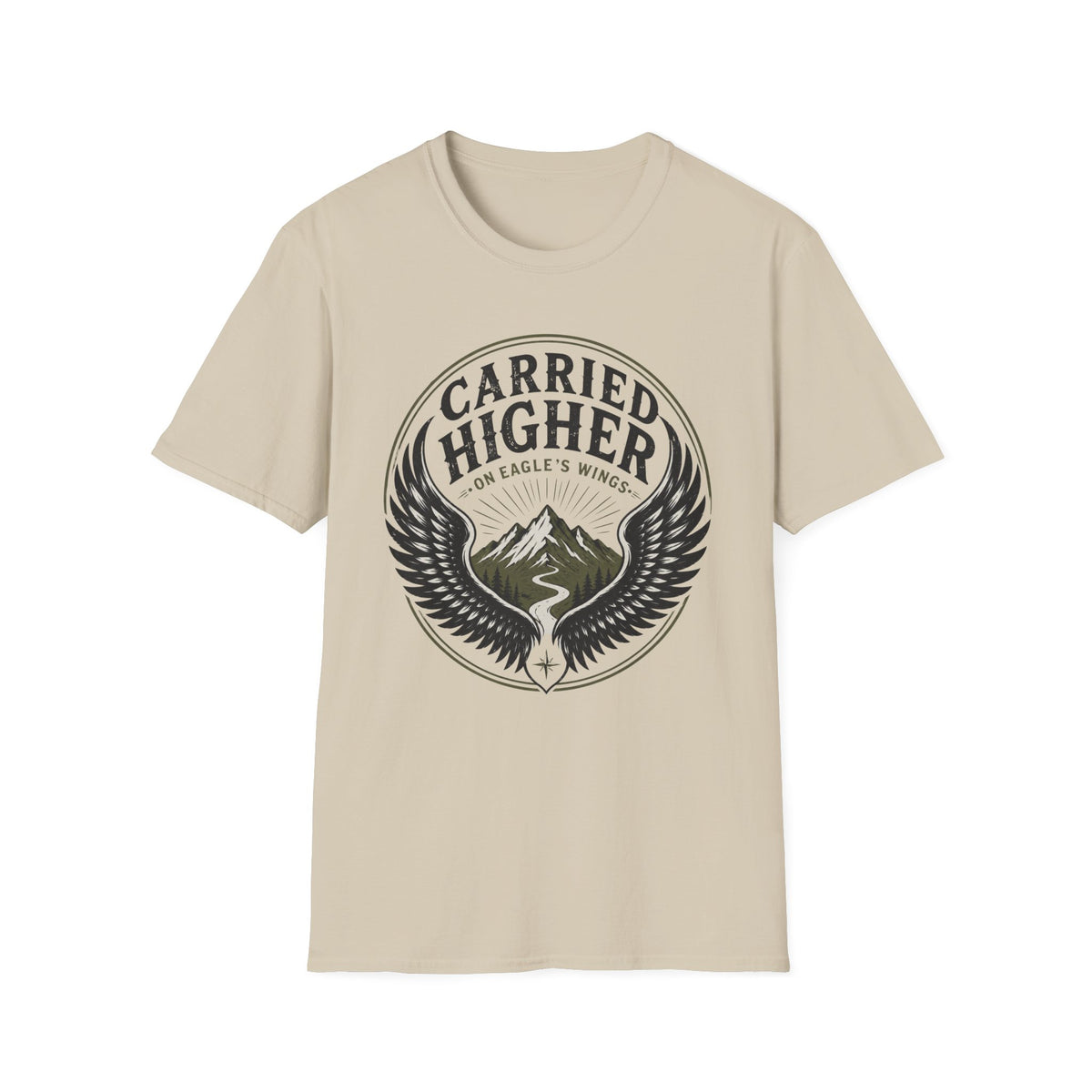 Carried Higher T-Shirt — 'Carried Higher on Eagle’s Wings' Inspirational Graphic Tee