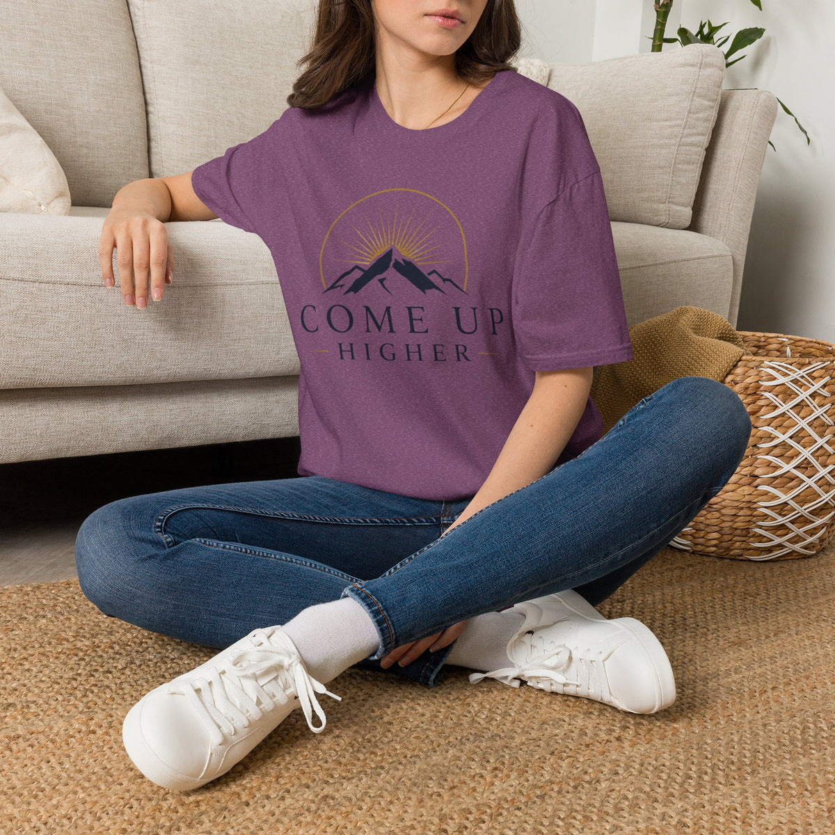 Come Up Higher T-shirt - blue n gold logo