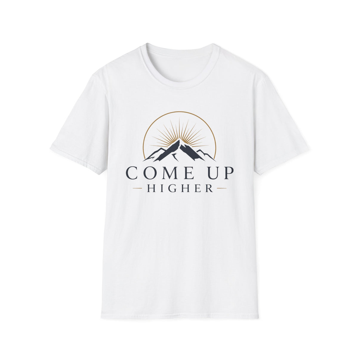 Come Up Higher T-shirt - blue n gold logo