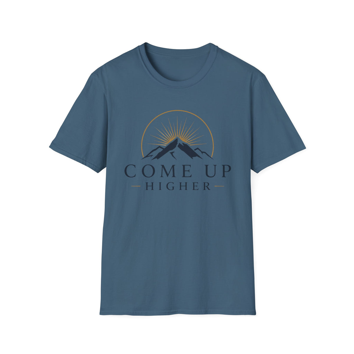 Come Up Higher T-shirt - blue n gold logo