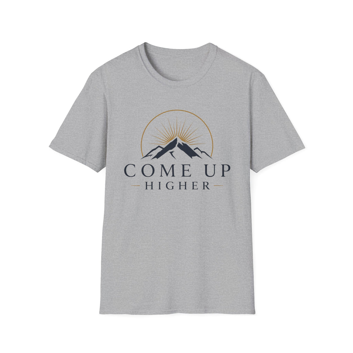 Come Up Higher T-shirt - blue n gold logo