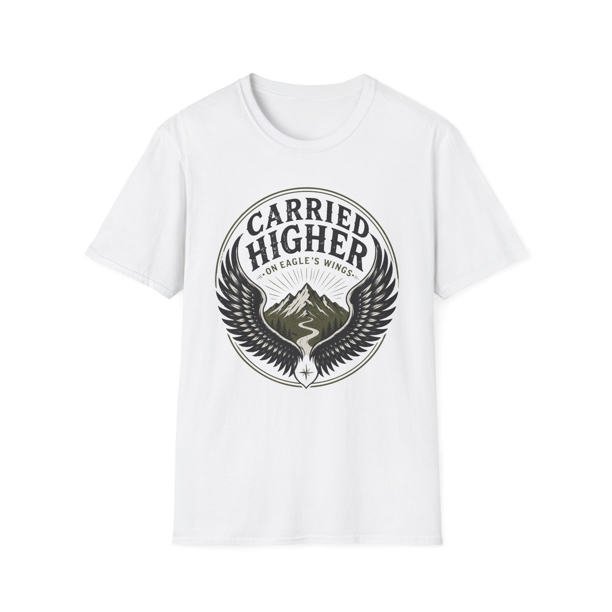 Carried Higher T-Shirt — 'Carried Higher on Eagle’s Wings' Inspirational Graphic Tee