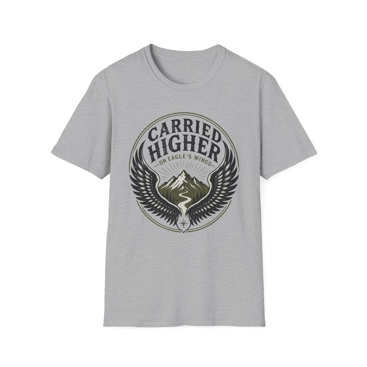 Carried Higher T-Shirt — 'Carried Higher on Eagle’s Wings' Inspirational Graphic Tee
