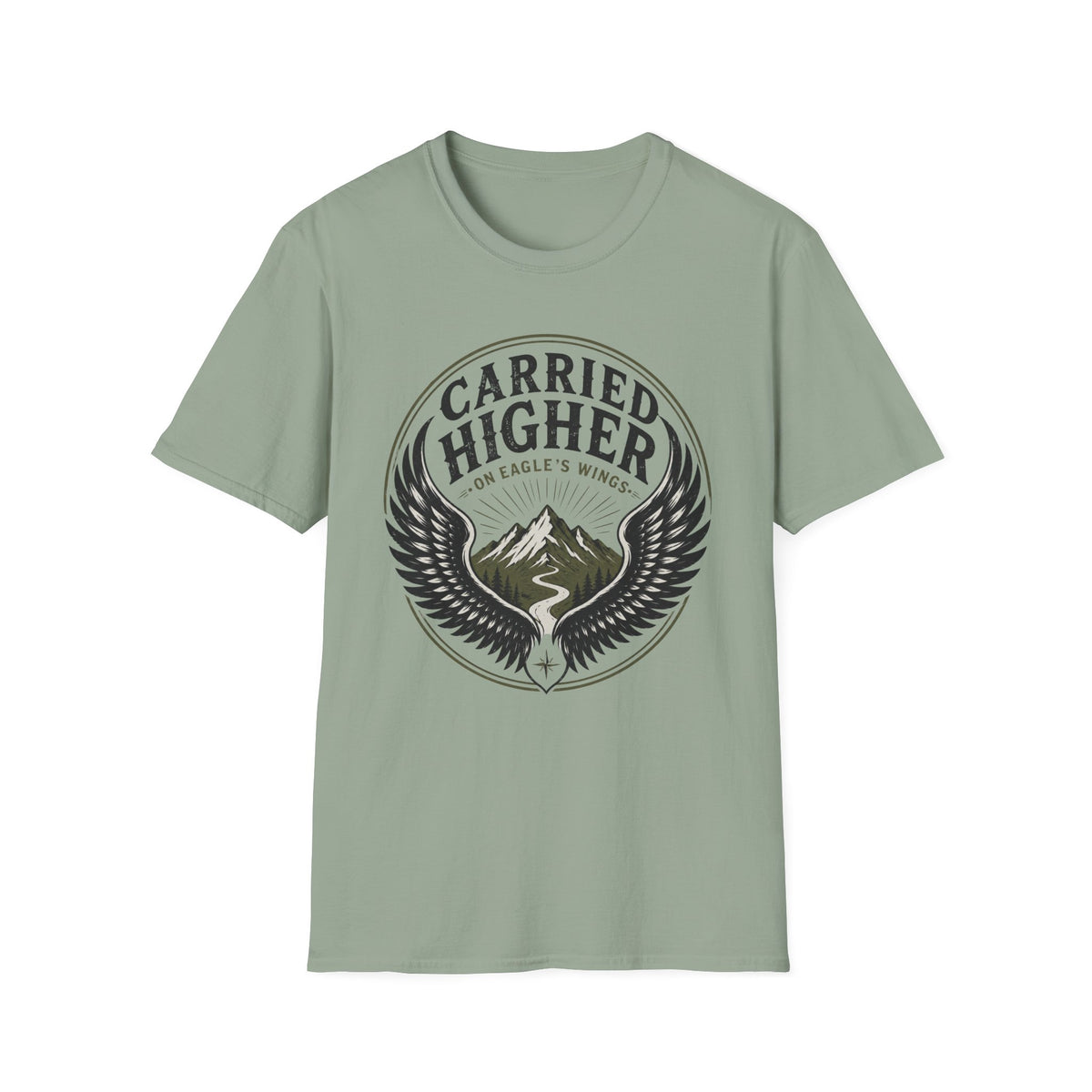 Carried Higher T-Shirt — 'Carried Higher on Eagle’s Wings' Inspirational Graphic Tee