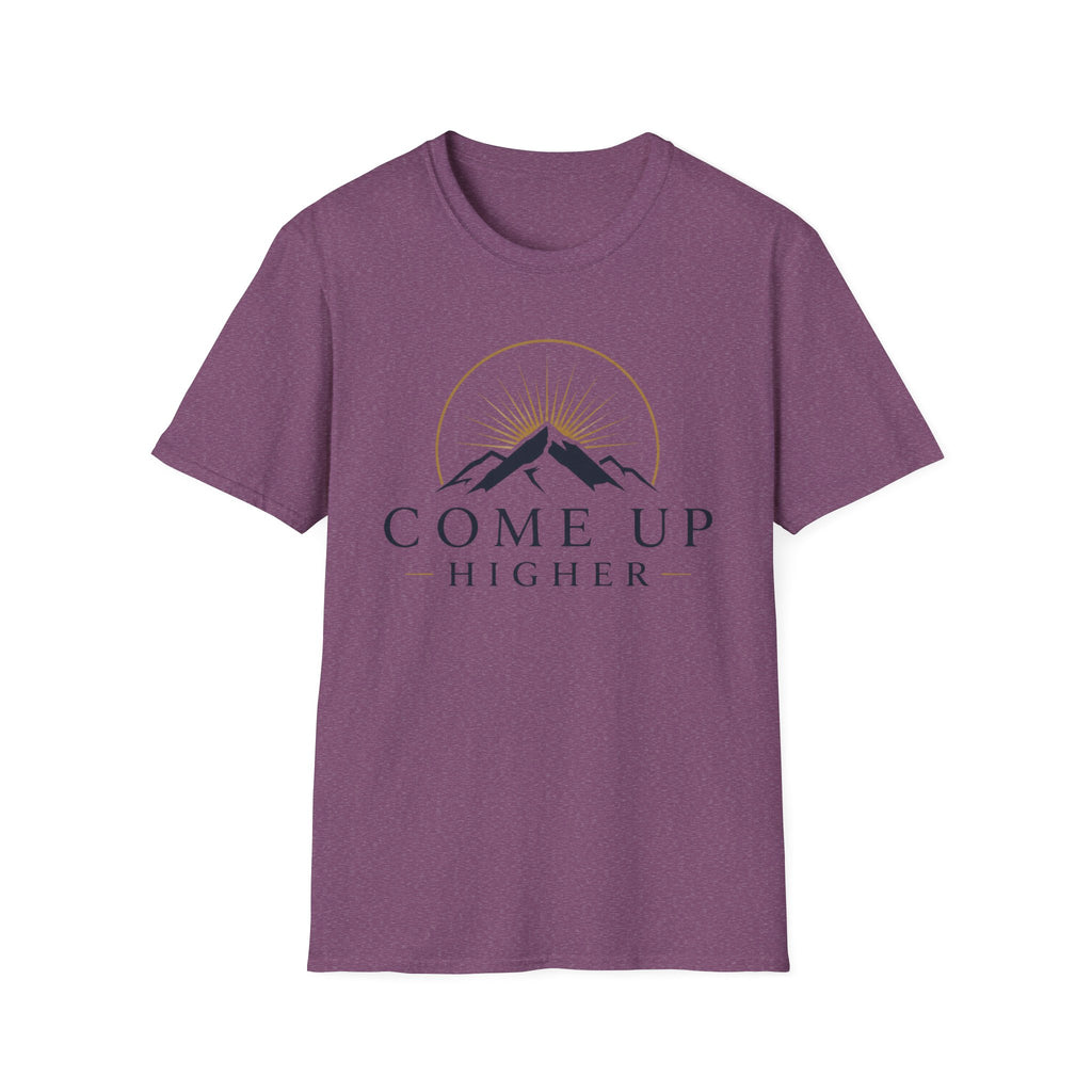 Come Up Higher T-shirt - blue n gold logo