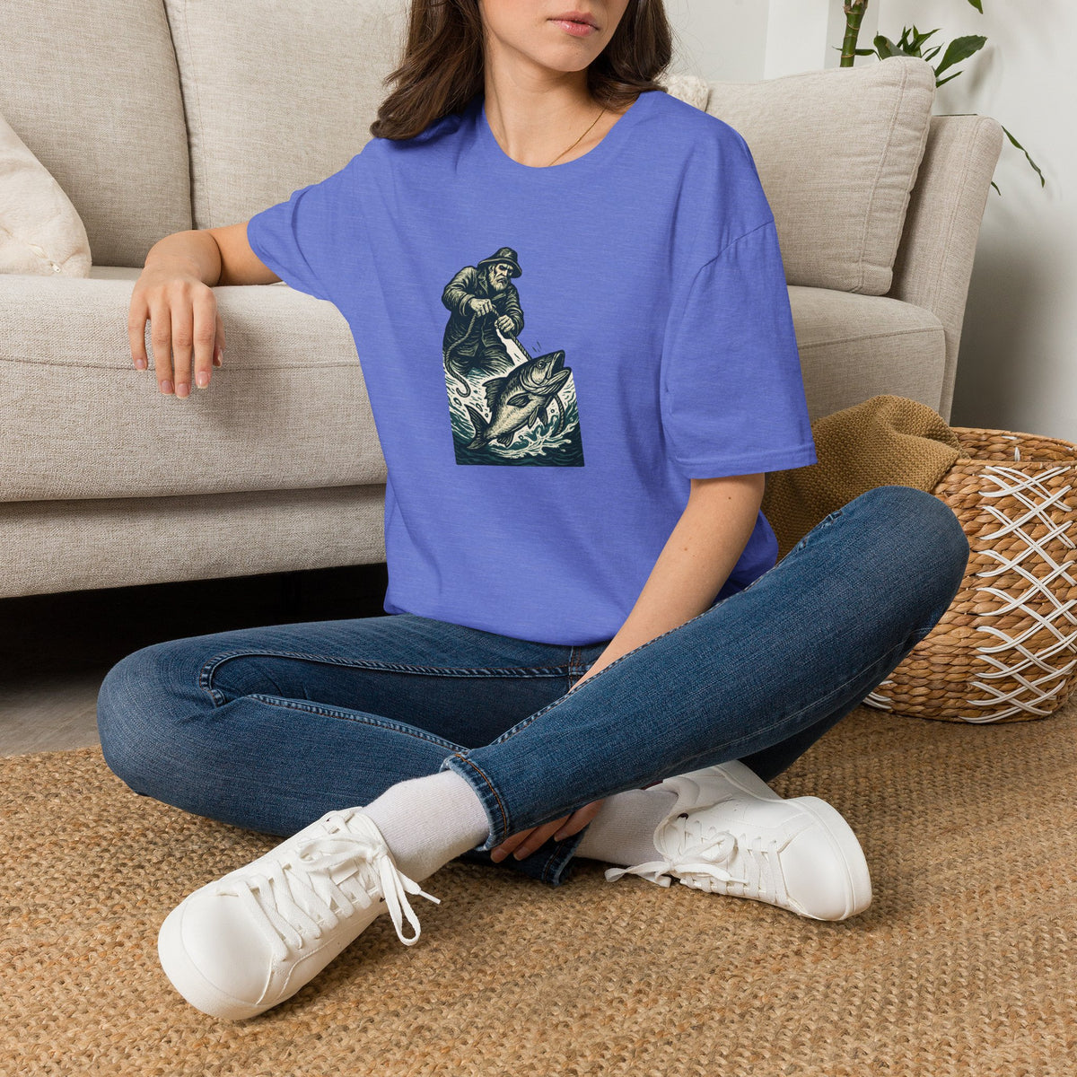 Fisherman Reeling Giant Fish T-Shirt