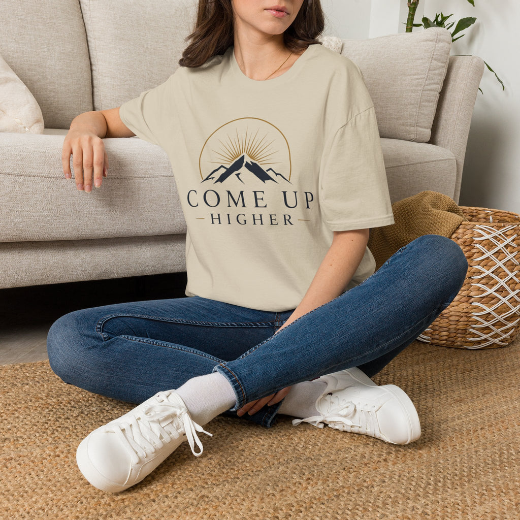 Come Up Higher T-shirt - blue n gold logo