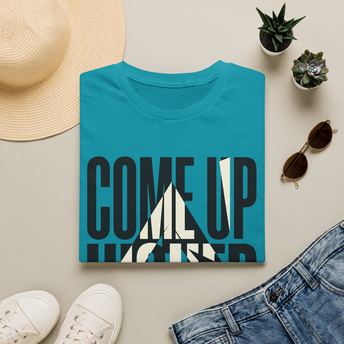 Come Up Higher - black and white T-shirt