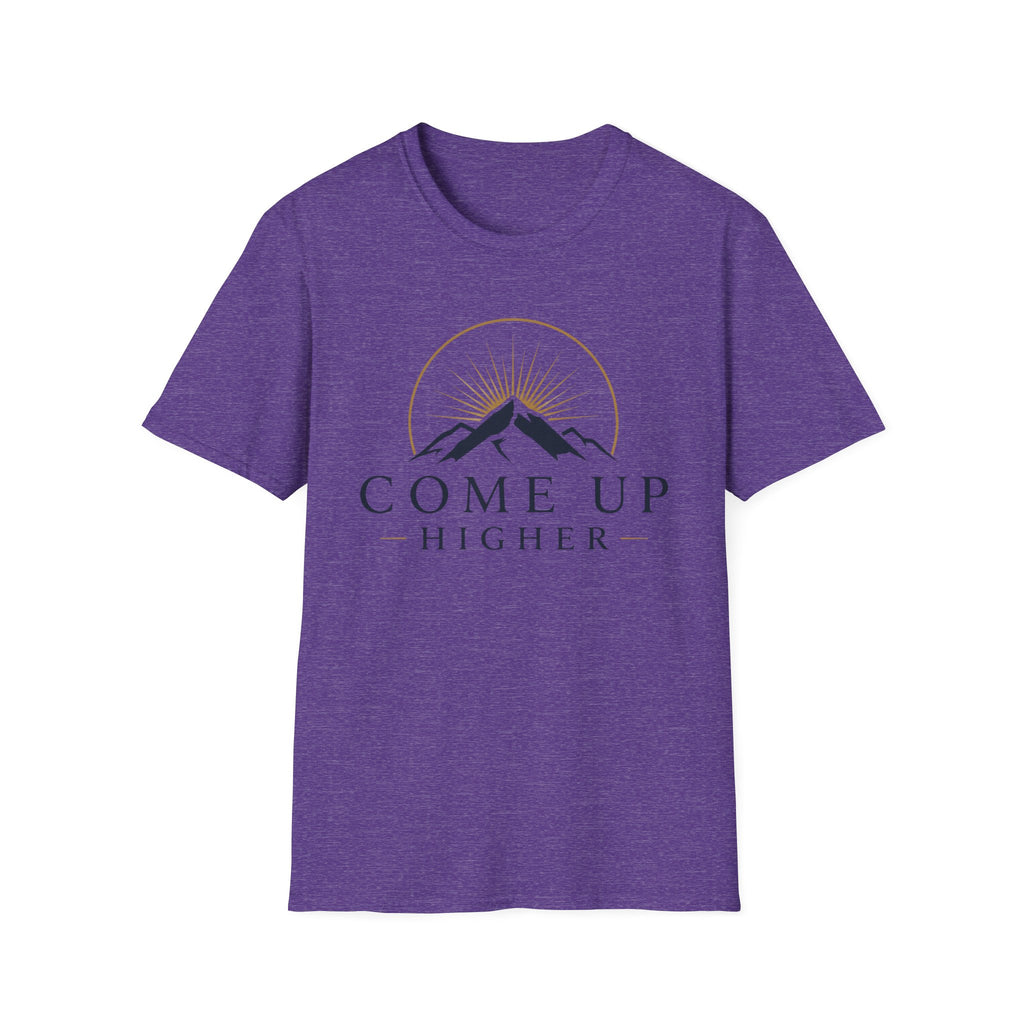 Come Up Higher T-shirt - blue n gold logo
