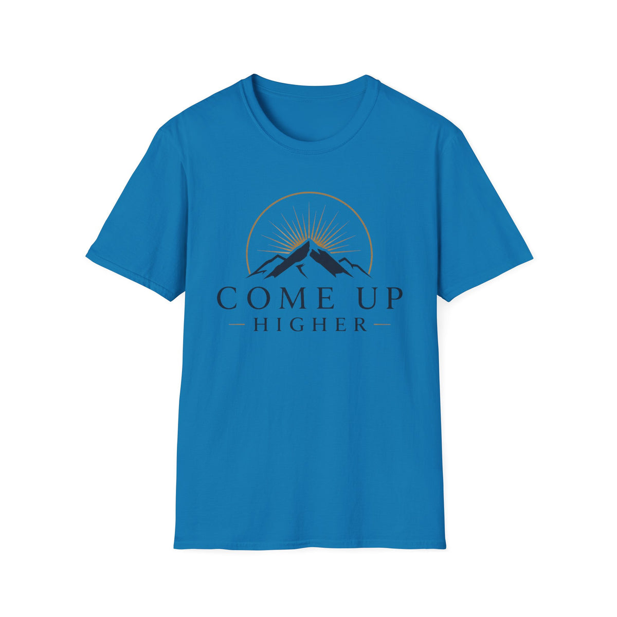 Come Up Higher T-shirt - blue n gold logo