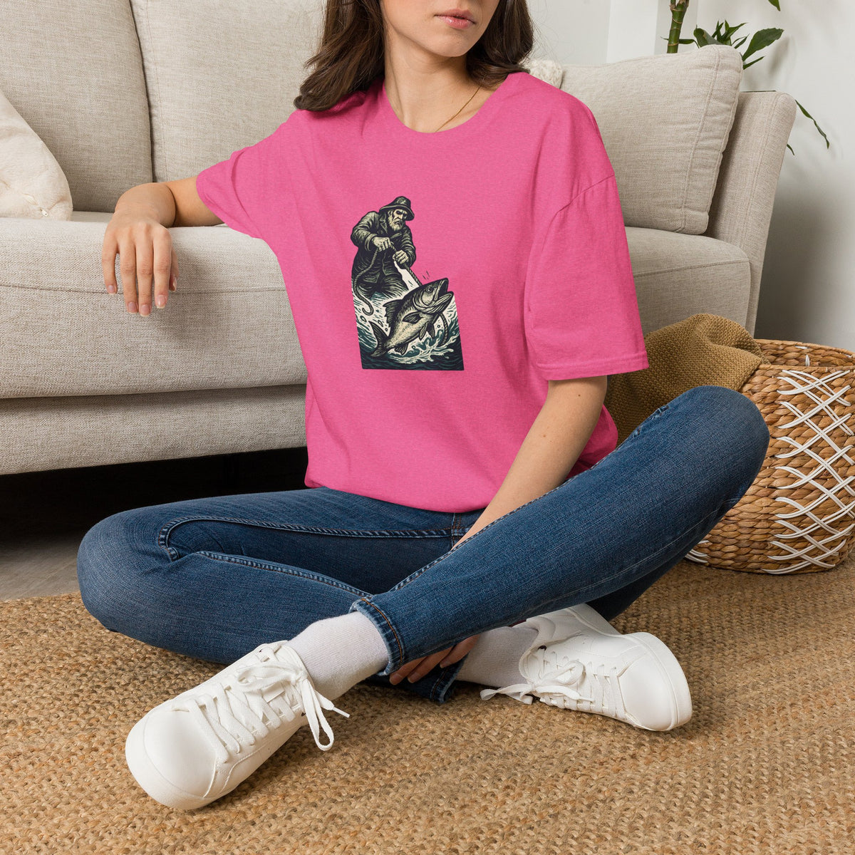 Fisherman Reeling Giant Fish T-Shirt