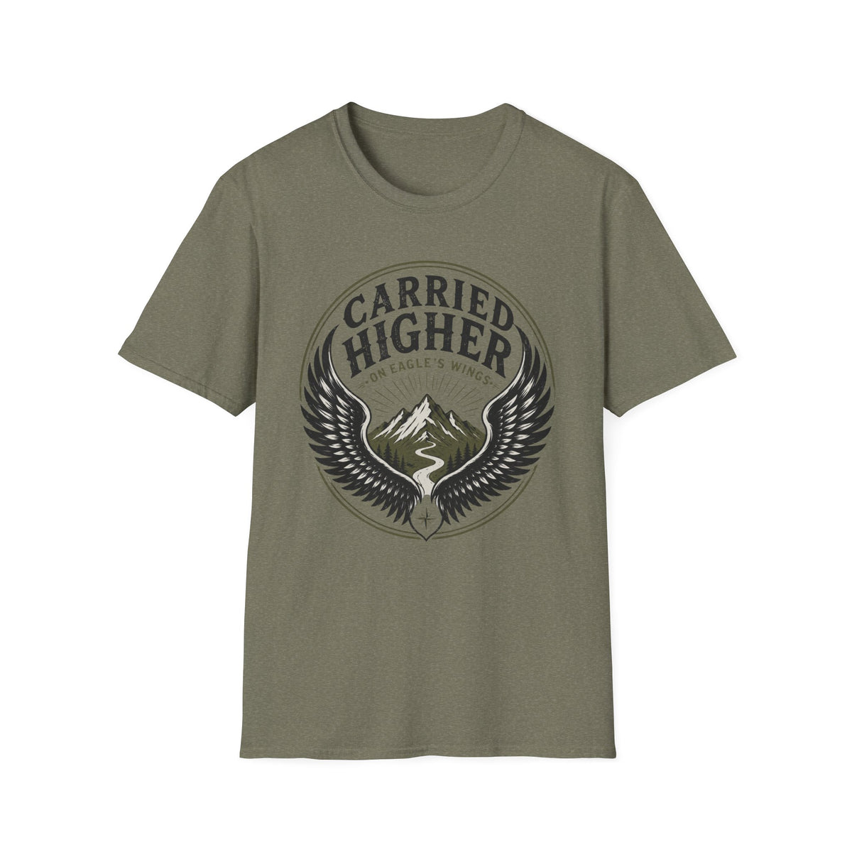 Carried Higher T-Shirt — 'Carried Higher on Eagle’s Wings' Inspirational Graphic Tee
