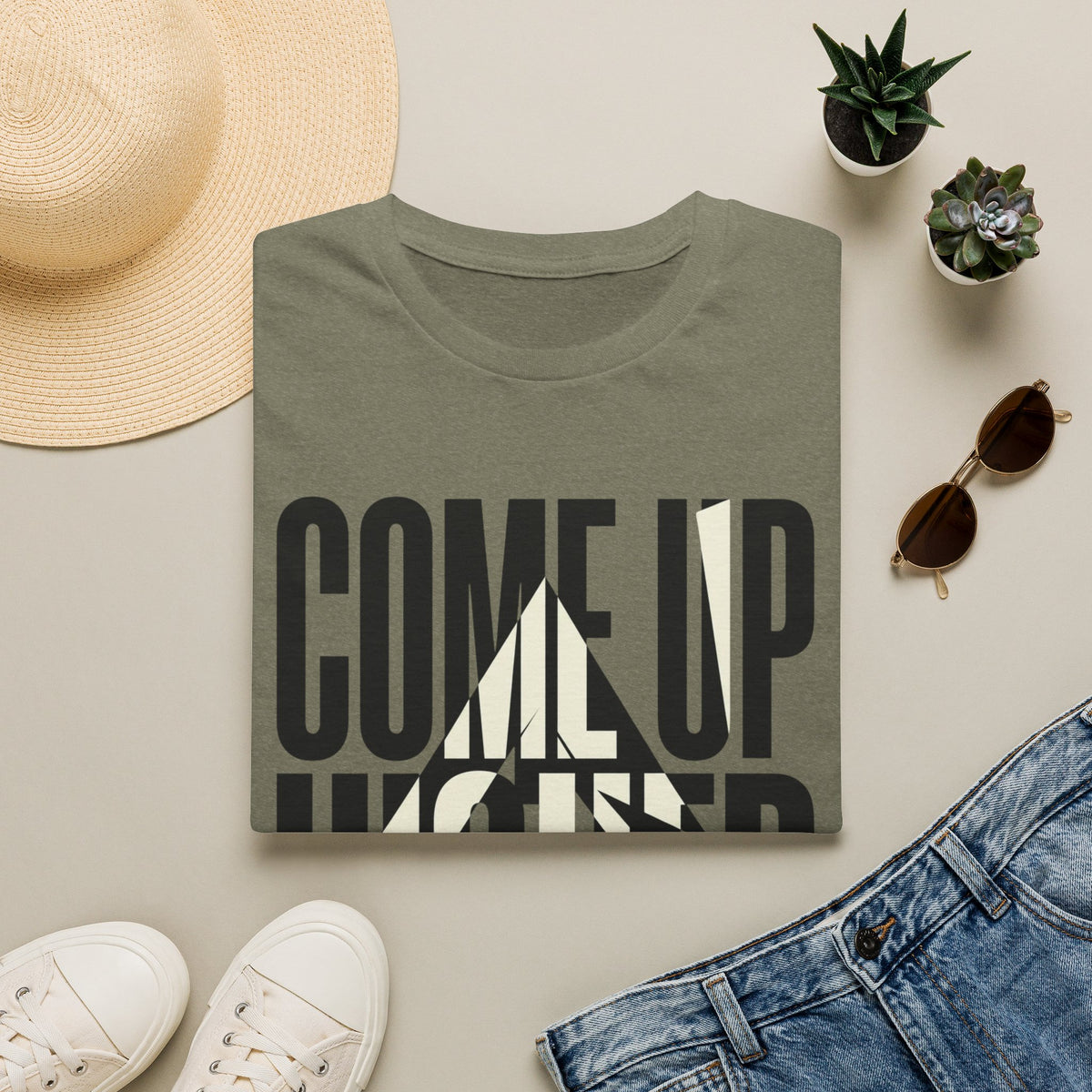 Come Up Higher - black and white T-shirt