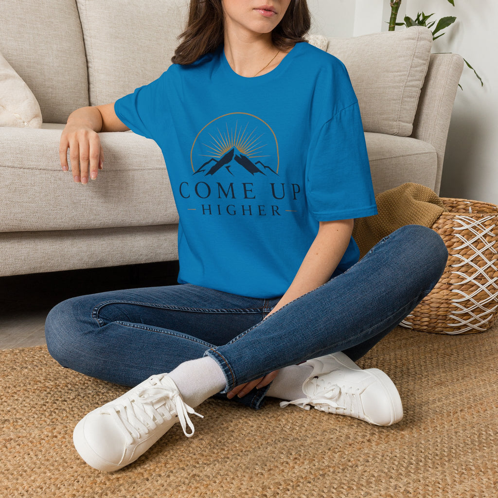 Come Up Higher T-shirt - blue n gold logo