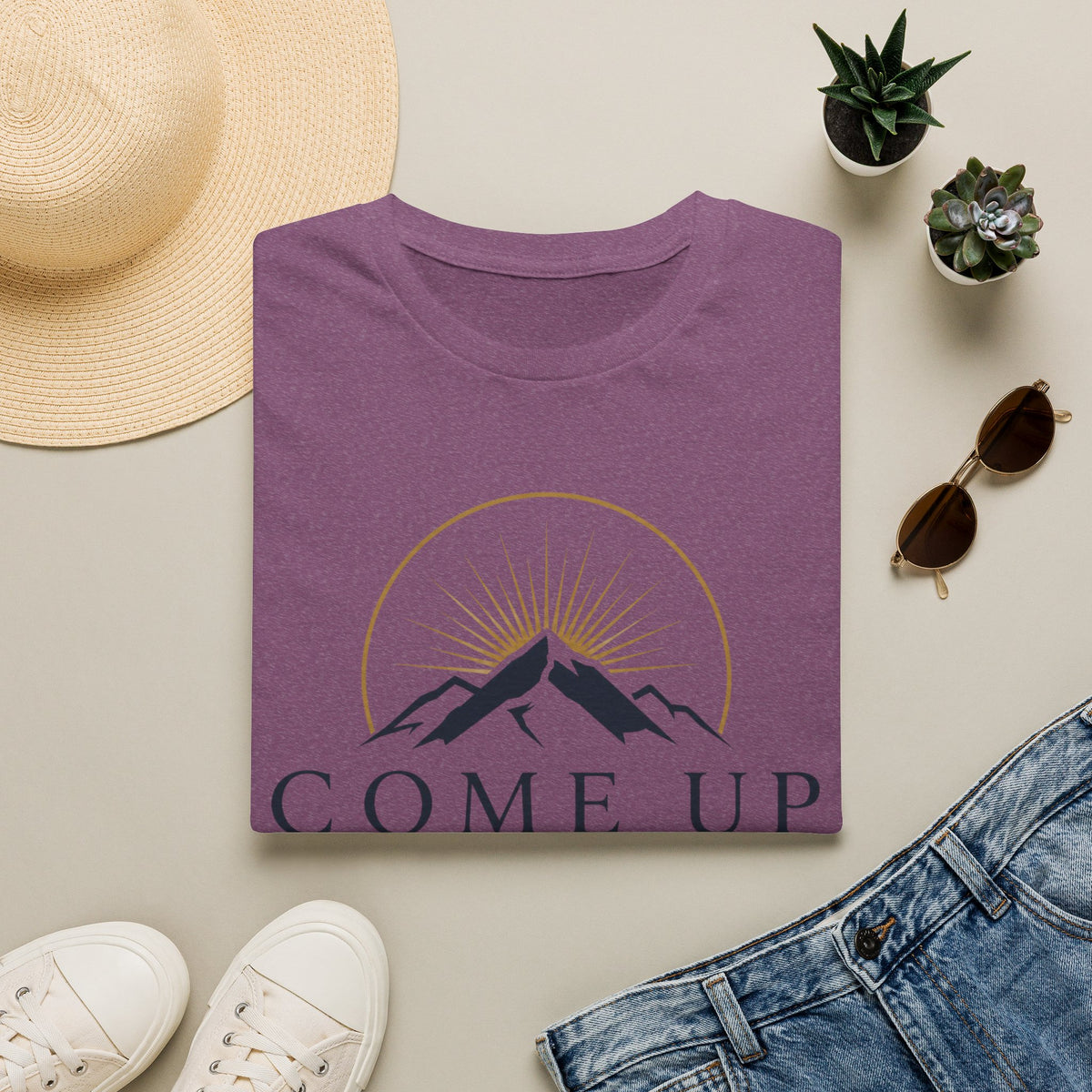 Come Up Higher T-shirt - blue n gold logo