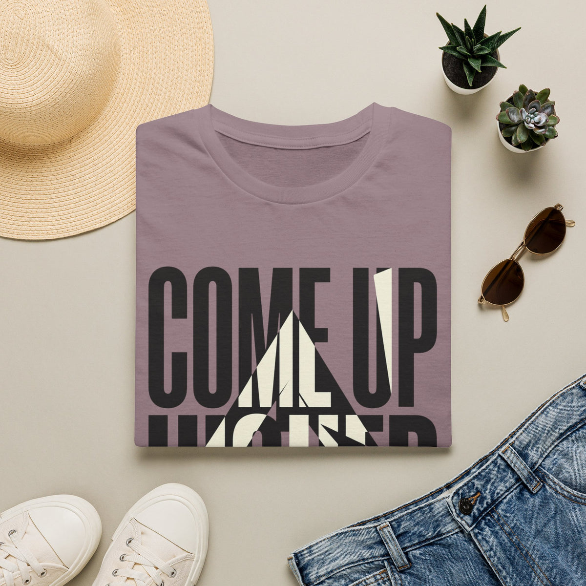 Come Up Higher - black and white T-shirt