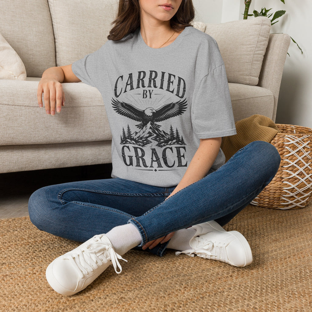 Carried By Grace T-Shirt — Inspirational Eagle Graphic Christian Tee