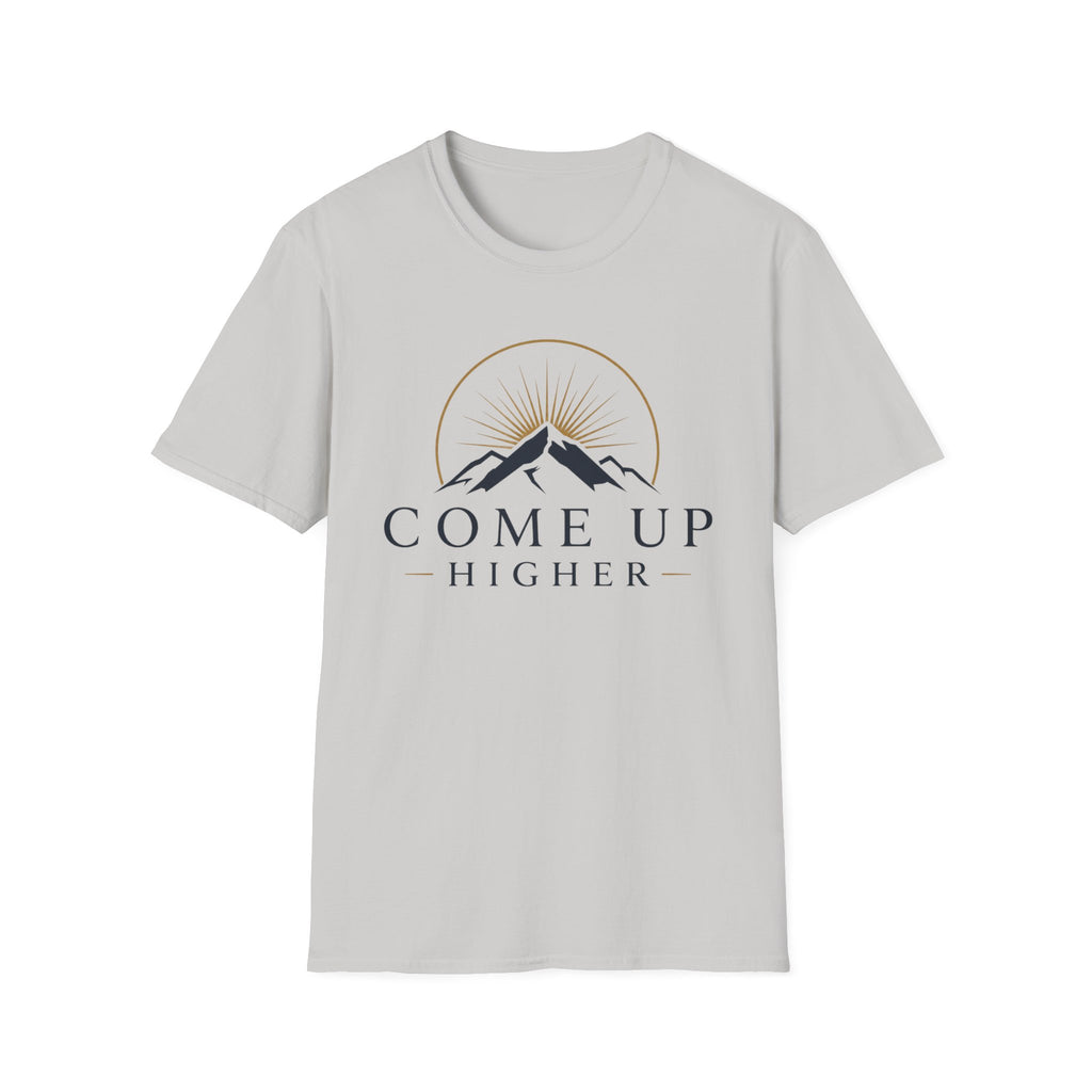 Come Up Higher T-shirt - blue n gold logo