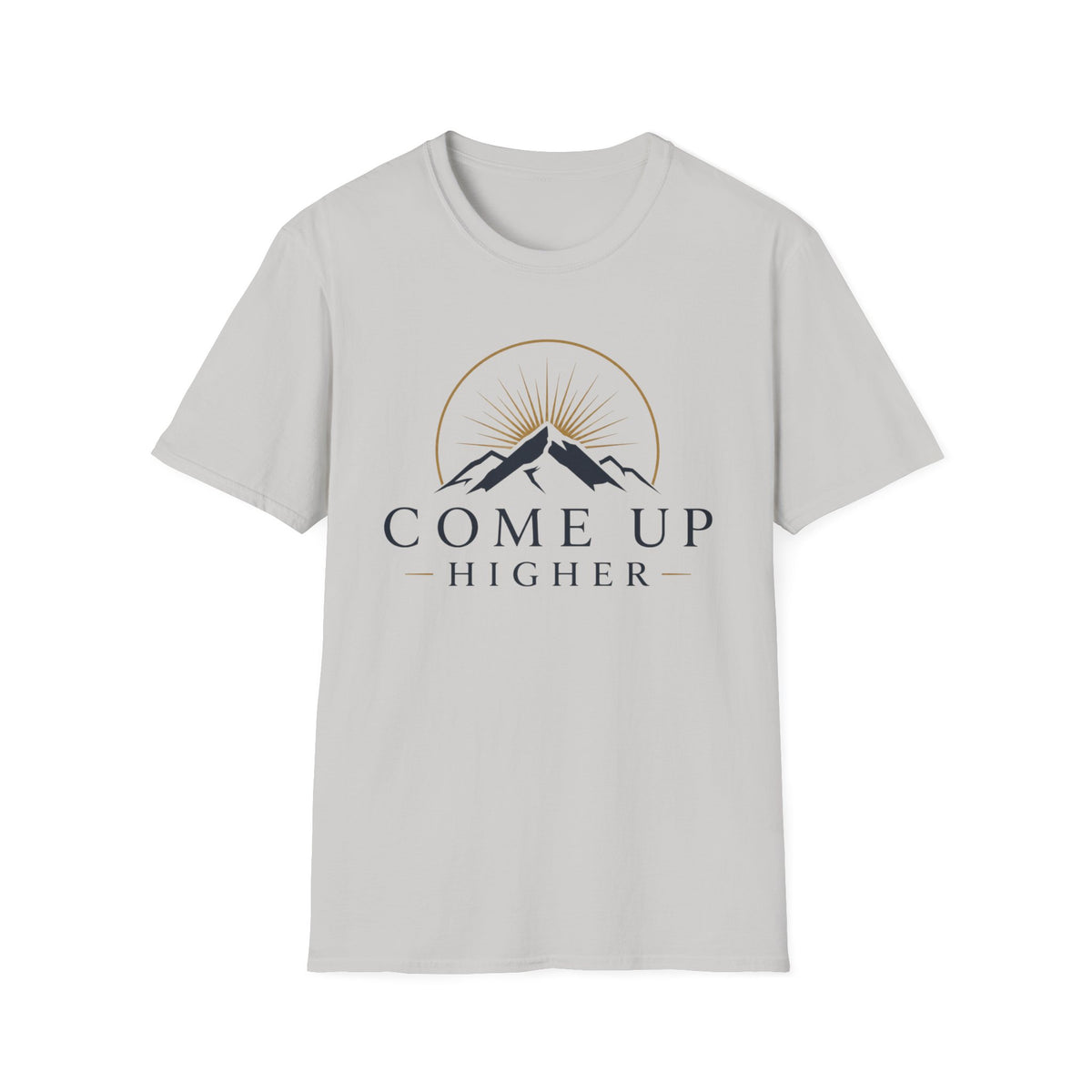 Come Up Higher T-shirt - blue n gold logo